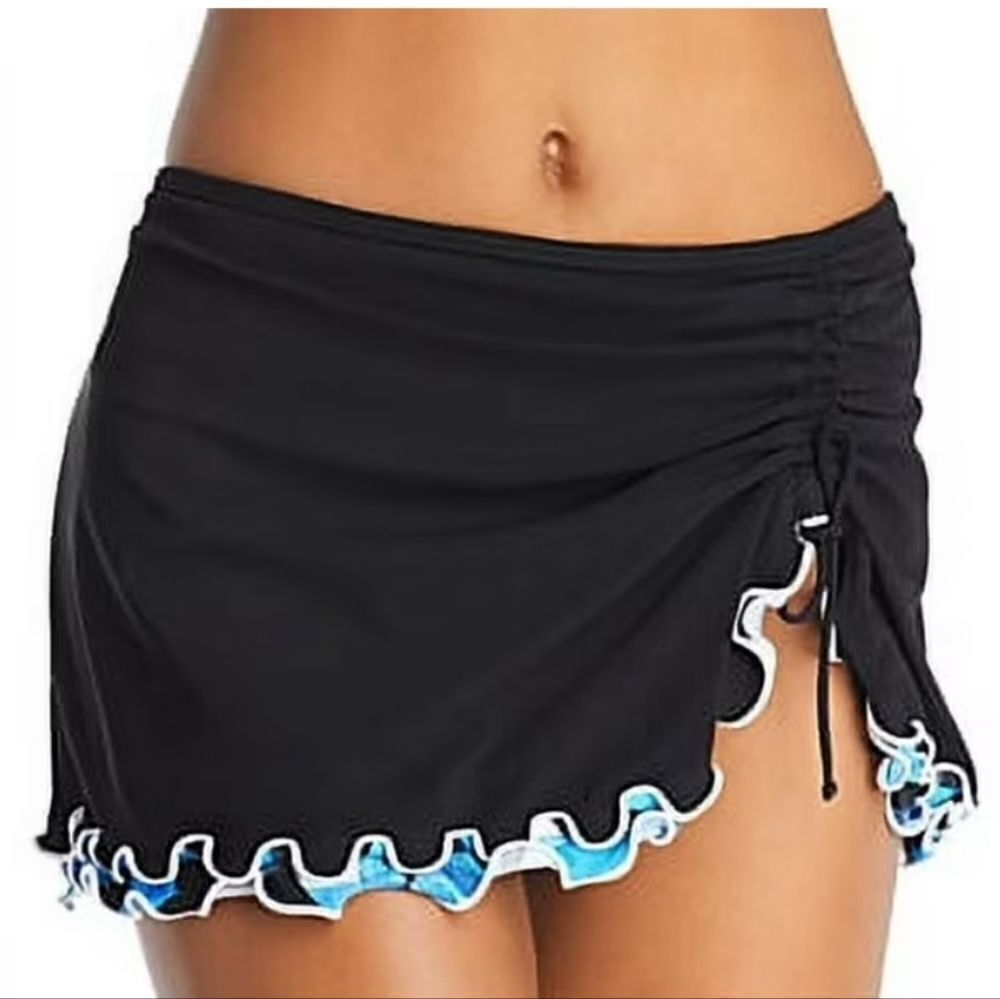 Profile by Gottex BLACK Tidal Wave Skirted Bikini Swim Bottom size 14